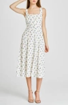 Wayf Leonie Floral Crepe Midi Dress In Ivory Ditsy