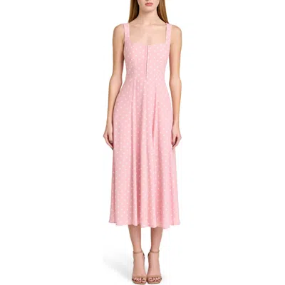 Wayf Leonie Polka Dot Corset Midi Dress In Animal Print