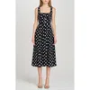 Wayf Leonie Polka Dot Corset Midi Dress In Black Polka Dot