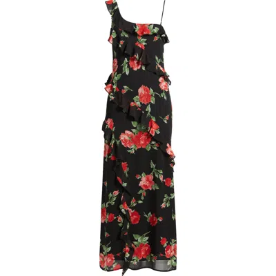 Wayf Lillian Floral Print Maxi Dress In Black Roses