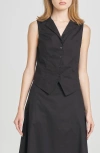 Wayf Lilly Sleeveless Button-up Top In Black