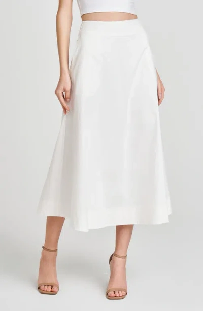 Wayf Lilly Stretch Cotton Midi Skirt In Ivory