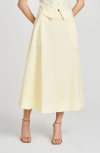 Wayf Lilly Stretch Cotton Midi Skirt In Straw Yellow