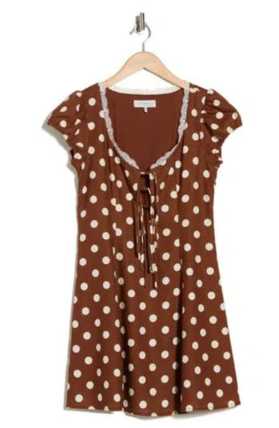 Wayf Linen Blend Minidress In Brown