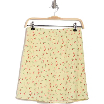 Wayf Linen Blend Miniskirt In Yellow Ditsy
