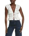 Wayf Clara Tie Front Linen Blend Top In White
