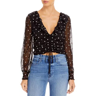 Wayf Liz Womens Floral Ruffled Cropped In Black