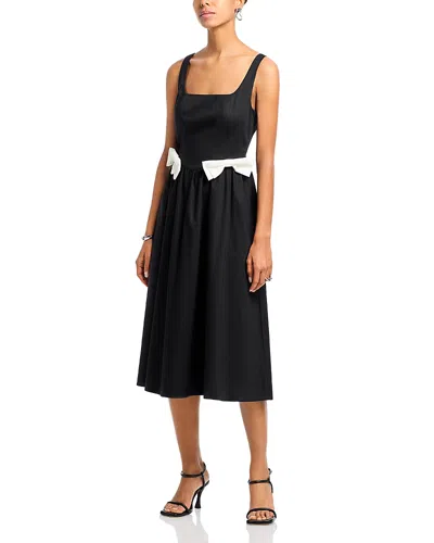 Wayf Lizzy Bow Trim Midi Dress In Black