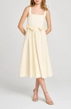 Wayf Lizzy Bow Trim Midi Dress In White