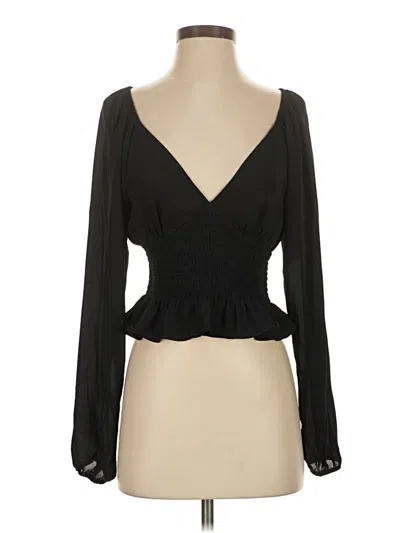 Pre-owned Wayf Long Sleeve Blouse In Black