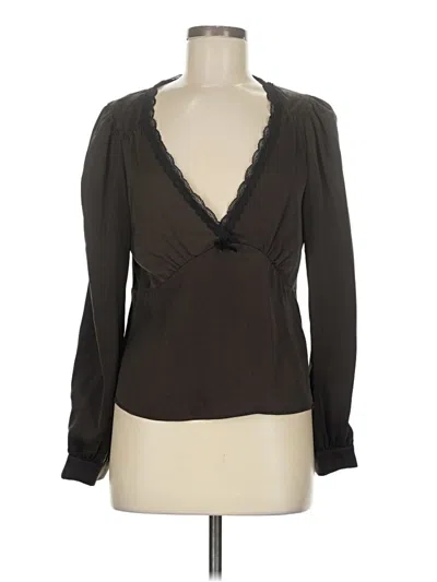 Pre-owned Wayf Long Sleeve Blouse In Brown