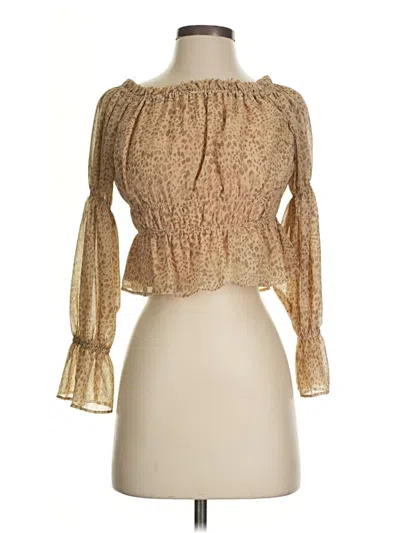 Pre-owned Wayf Long Sleeve Blouse In Gold