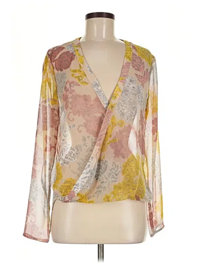 Pre-owned Wayf Long Sleeve Blouse In Gold