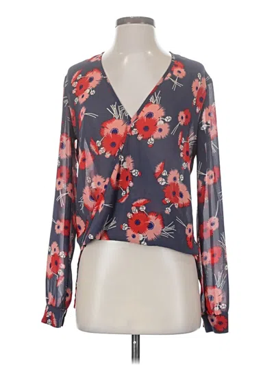 Pre-owned Wayf Long Sleeve Blouse In Gray