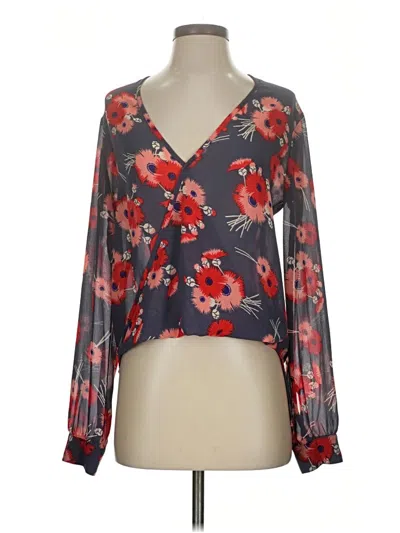 Pre-owned Wayf Long Sleeve Blouse In Red