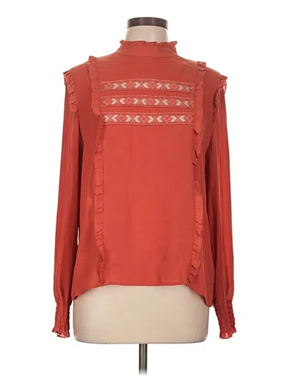 Pre-owned Wayf Long Sleeve Blouse In Red