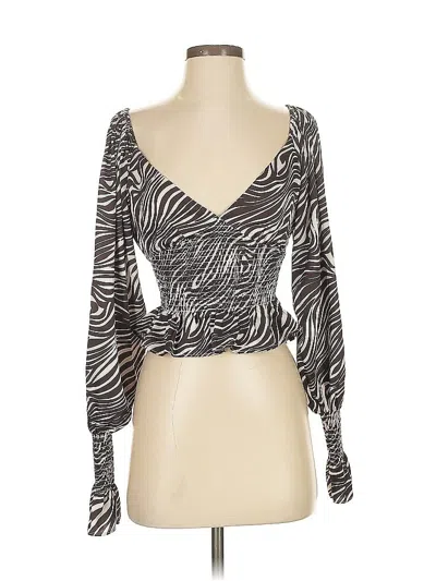 Pre-owned Wayf Long Sleeve Blouse In Silver