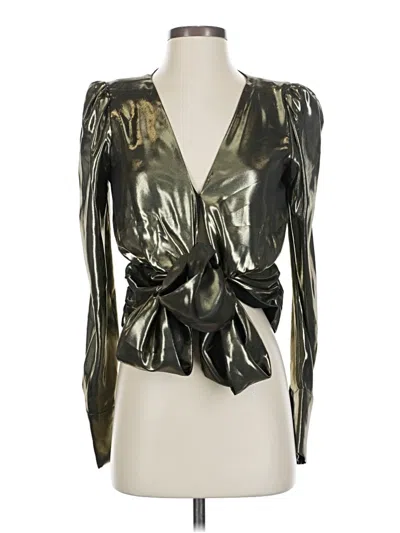 Pre-owned Wayf Long Sleeve Blouse In Silver