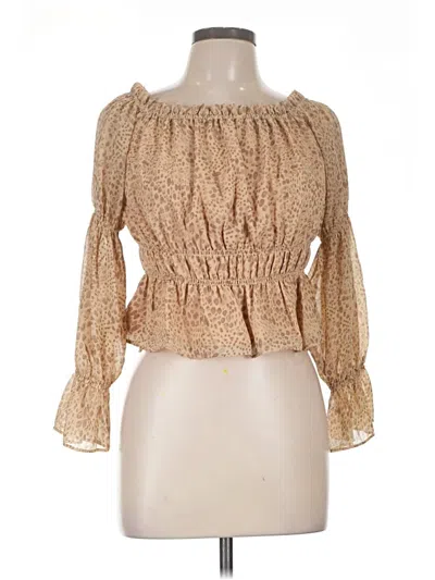 Pre-owned Wayf Long Sleeve Blouse In Tan