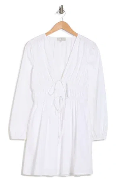 Wayf Long Sleeve Ruched Minidress In Ivory