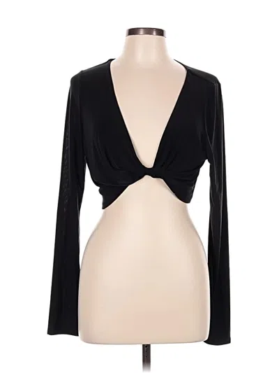 Pre-owned Wayf Long Sleeve Top Black Plunge Neckline Tops