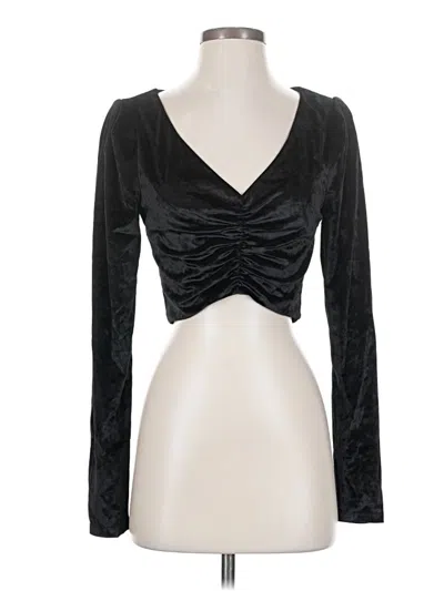 Wayf Long Sleeve Top Black Plunge Neckline Tops