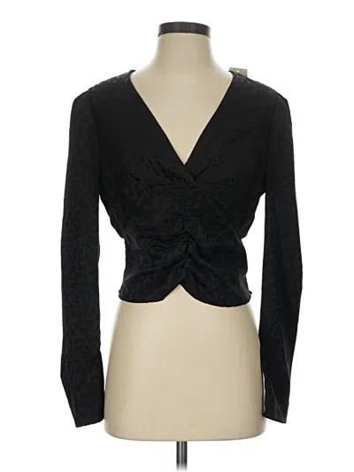 Pre-owned Wayf Long Sleeve Top Black Plunge Neckline Tops