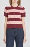 Wayf Lucille Stripe Cable Cardigan In Gold