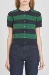 Wayf Lucille Stripe Cable Cardigan In Gray