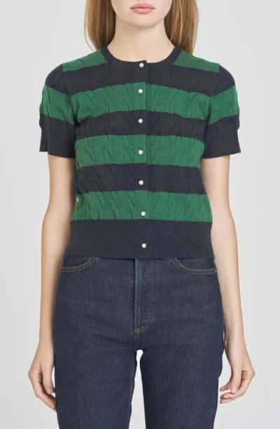 Wayf Lucille Stripe Cable Cardigan In Gray