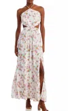 Wayf Madelyn Floral Halter Maxi Dress In White/ Pink In Multi