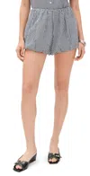 Wayf Maggie Bubble Shorts Black Seersucker In Black