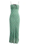 Wayf Magnolia Sleeveless Midi Dress In Green Scarf