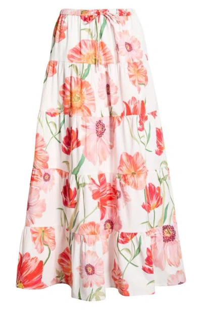 Wayf Marigold Tiered Midi Skirt In Multi