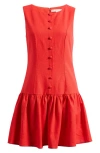 Wayf Sleeveless Button-front Mini Dress In Red