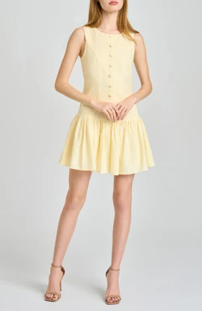 Wayf Martini Linen Blend Minidress In Yellow
