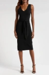 Wayf Martini Tie Waist Sweater Dress In Black