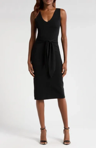 Wayf Martini Tie Waist Jumper Dress In Black