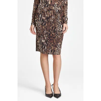 Wayf Maude Leopard Print Mesh Pencil Skirt