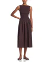 Wayf May Smocked Midi Dress In Brown