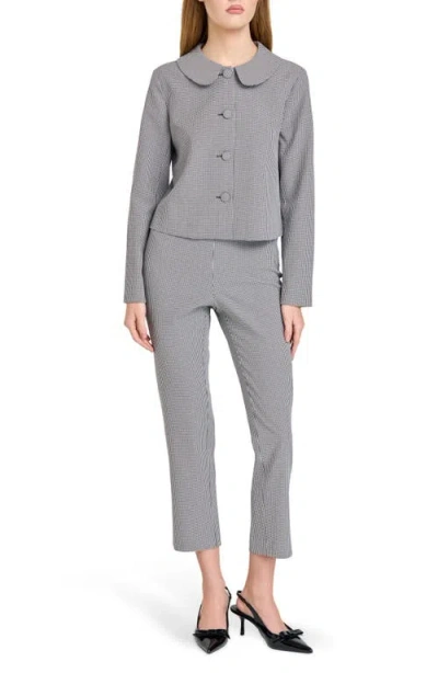 Wayf Melina Houndstooth Crop Jacket In Grey