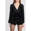 Wayf Melissa Plissé Bow Top In Black