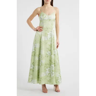 Wayf Mella Floral Cocktail Dress In Celery Bouquet