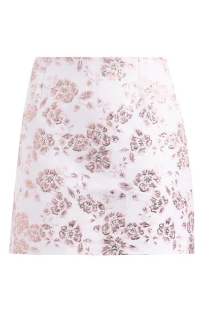 Wayf Metallic Floral Miniskirt In Pink
