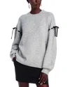 Wayf Womens Ribbed Trim Polyester Pullover Sweater In Heather Grey
