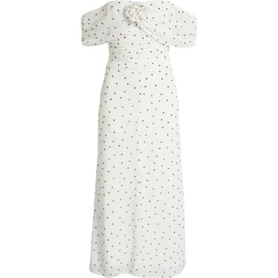 Wayf Mini Polka Dot Off The Shoulder Dress In Ivory Mini Polka Dot