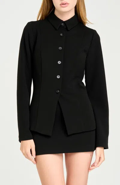 Wayf Monica Button Front Jacket In Black