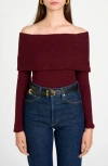 Wayf Morgan Off The Shoulder Sweater In Dark Merlot