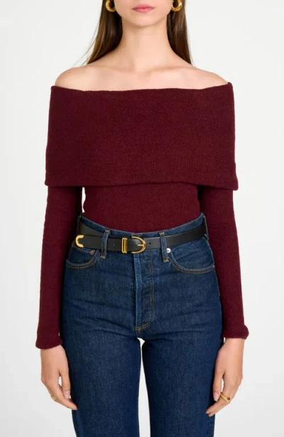 Wayf Morgan Off The Shoulder Sweater In Dark Merlot