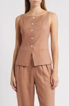 Wayf Naomi Linen Blend Vest In Brown